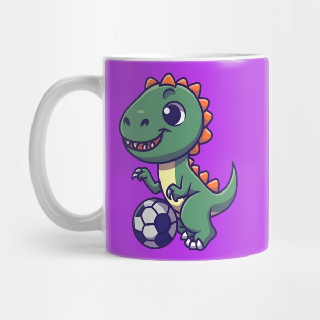 Cute dinosaur playing football by Spaceboyishere